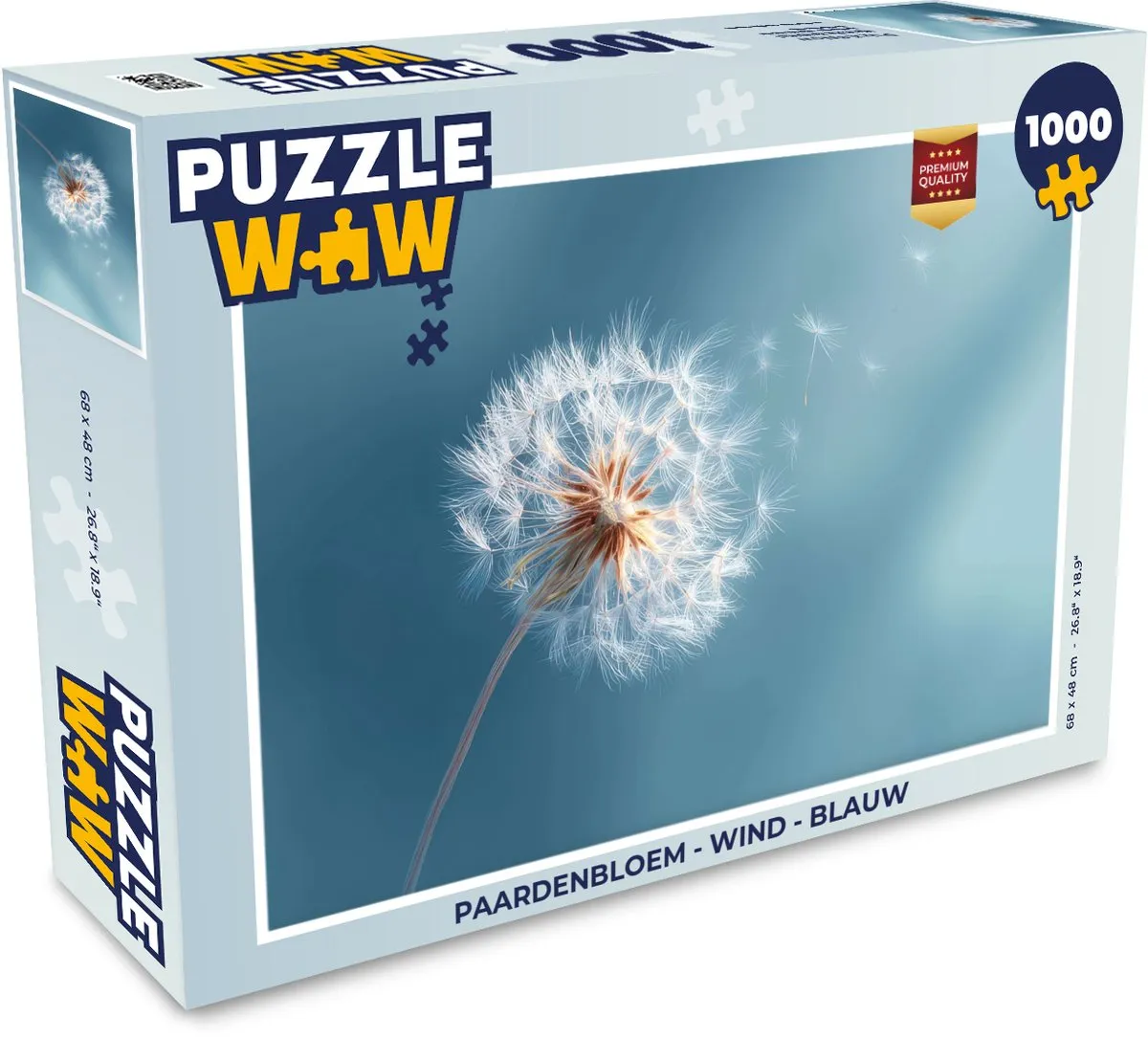 PuzzleWow Paardenbloem Wind 500 Stuks - Blauw