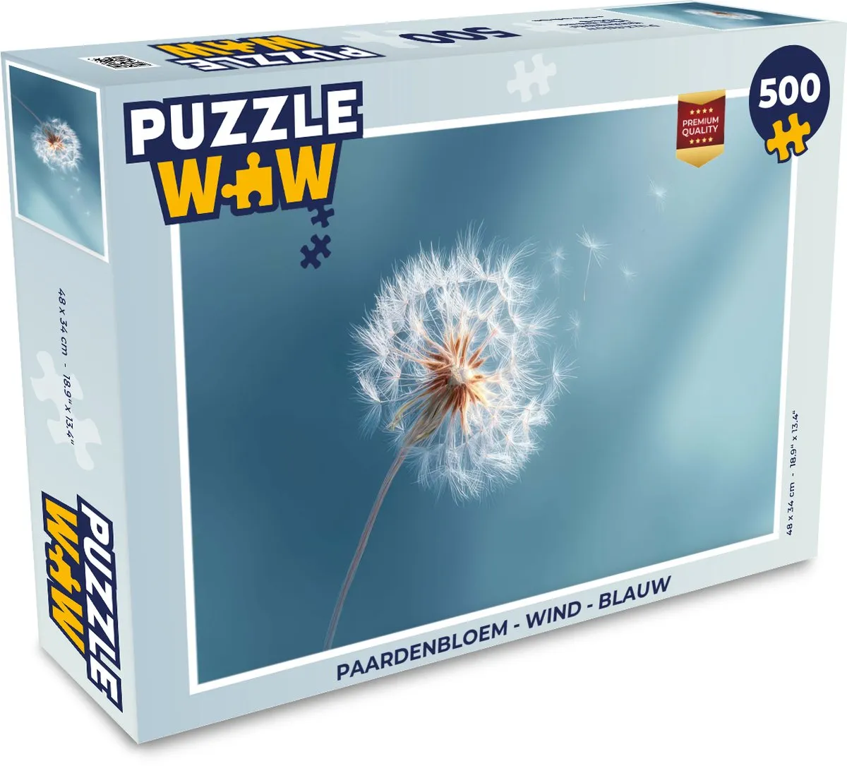 PuzzleWow Paardenbloem Wind 500 Stuks - Blauw