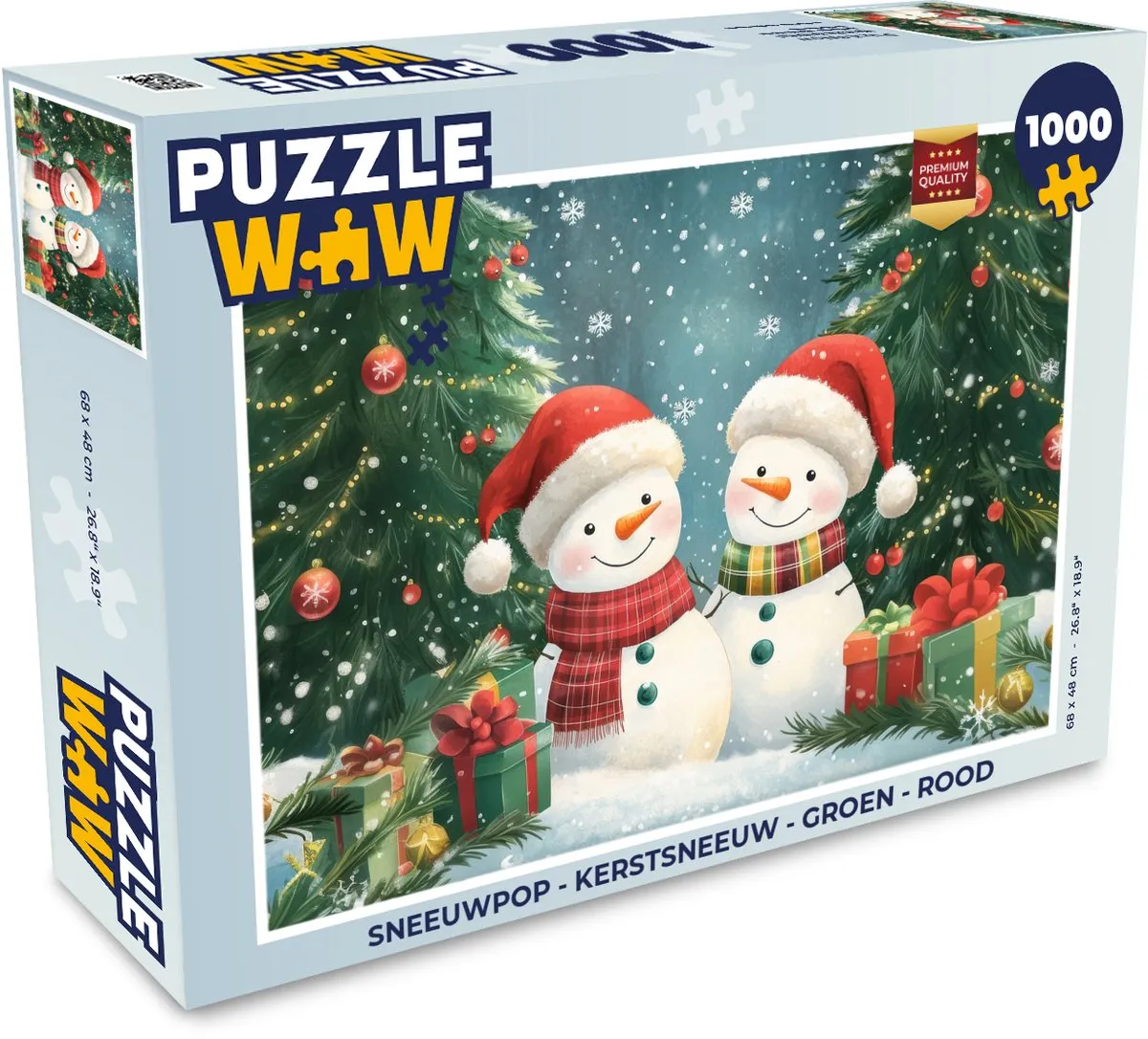 PuzzleWow Sneeuwpop 1000 Stuks - Groen Rood