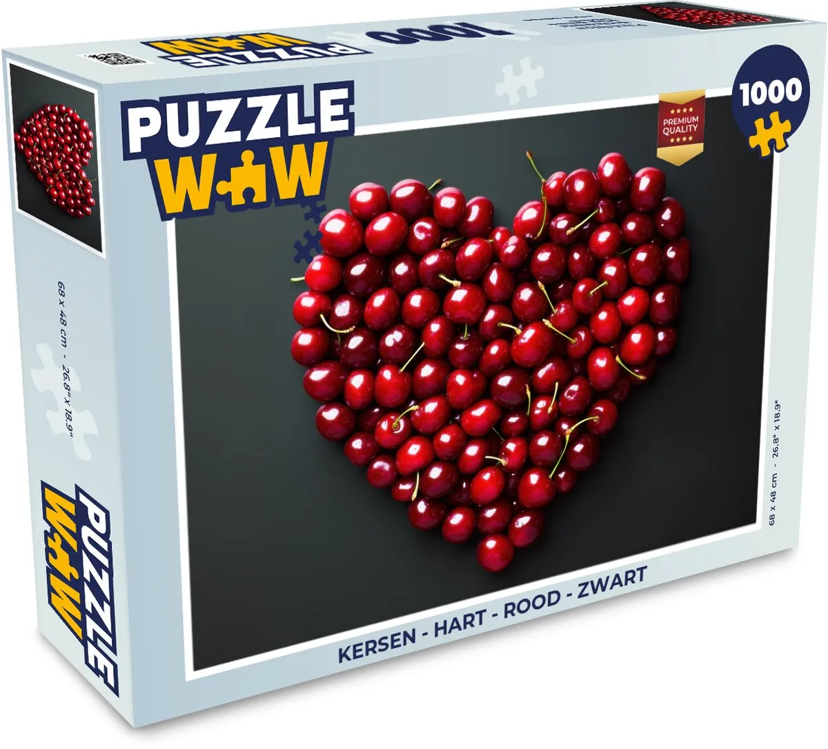 PuzzleWow Legpuzzel Kersen Hart 1000 Stuks - Rood/Zwart