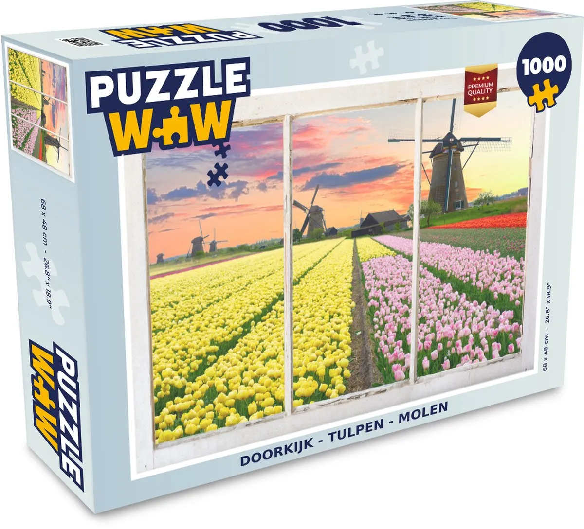 PuzzleWow Doorkijk Tulpen Molen Legpuzzel 1000 Stuks