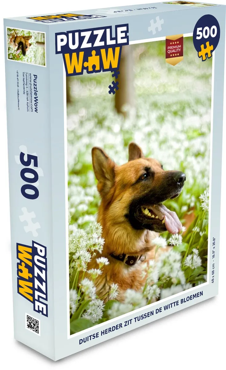 PuzzleWow Legpuzzel Duitse Herder 500 Stuks - Multicolor