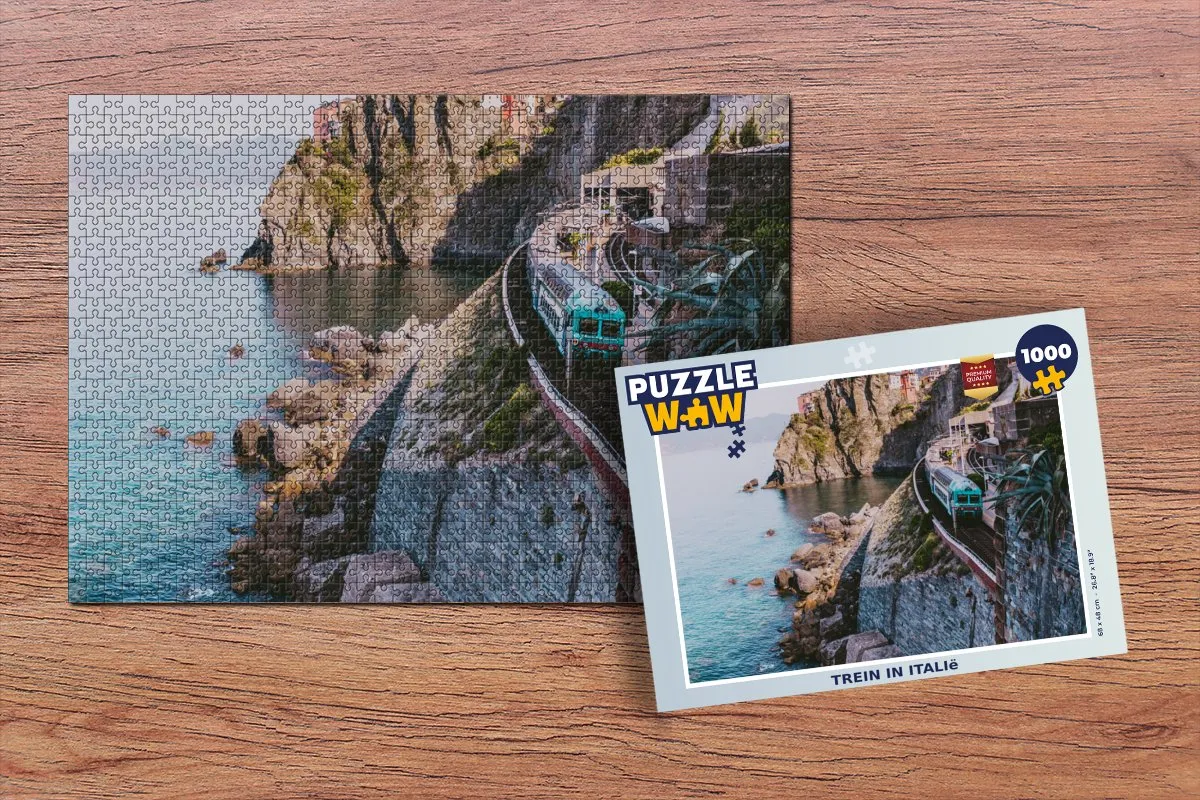 PuzzleWow Italië Trein Zee Legpuzzel 1000 Stuks - Multicolor