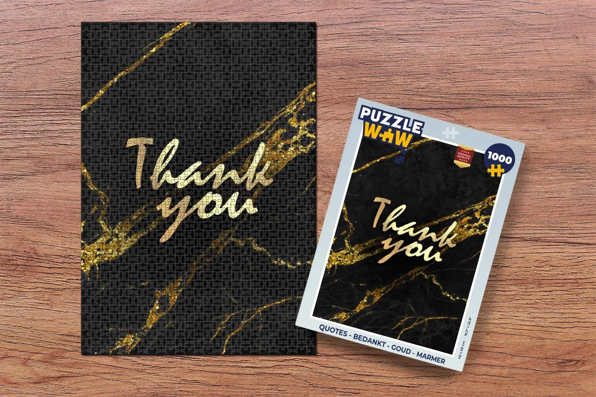 PuzzleWow Quotes Bedankt Legpuzzel 1000 Stuks - Goud/Marmer Multicolor