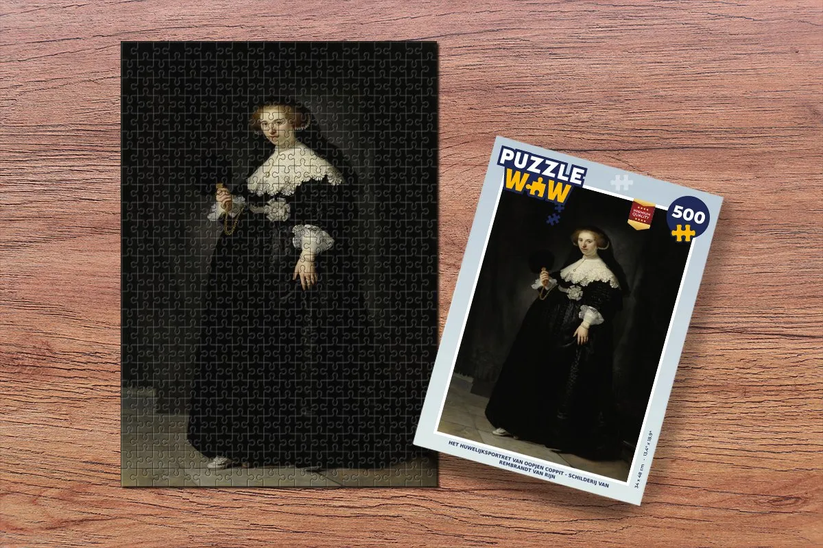 PuzzleWow Het huwelijksportret van Oopjen Coppit Legpuzzel 500 Stuks - Multicolor