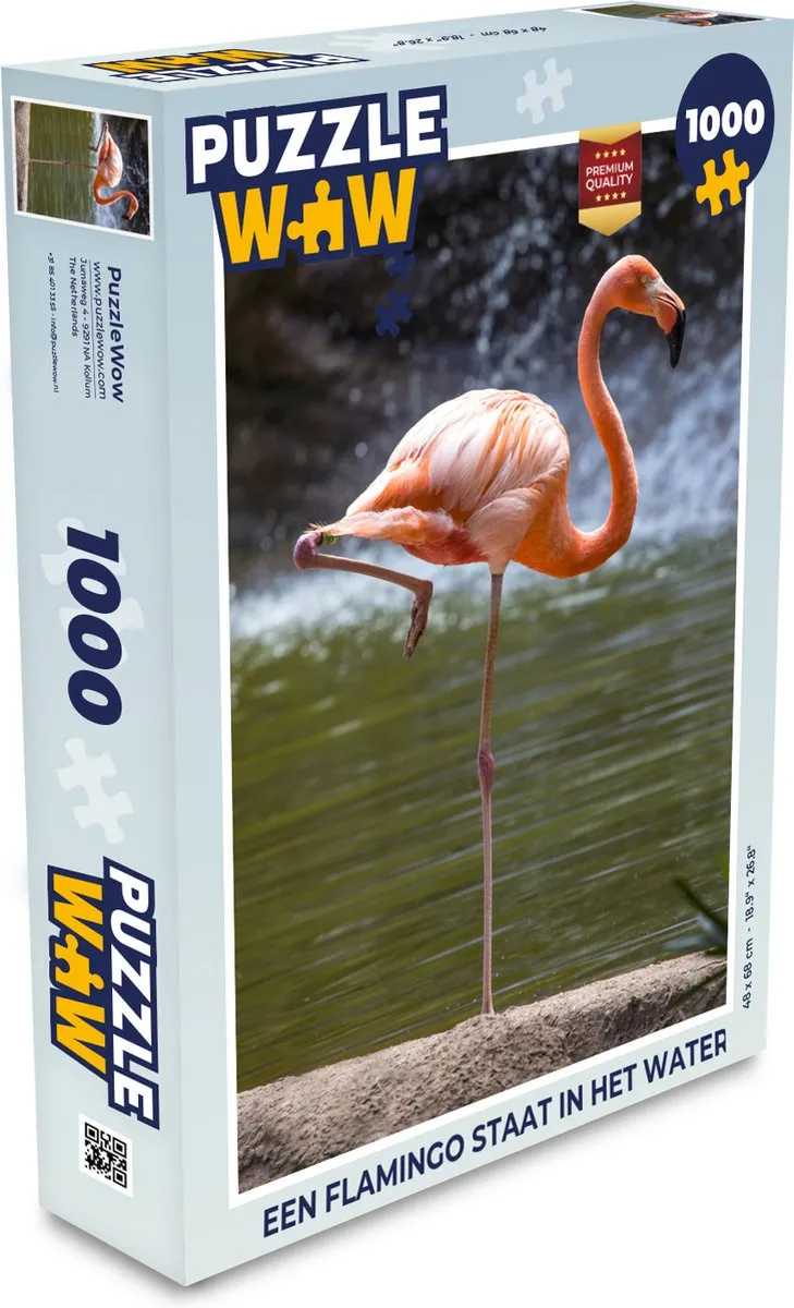 PuzzleWow Legpuzzel Flamingo in het water 1000 Stuks