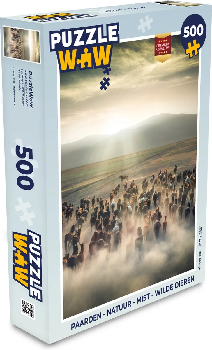 PuzzleWow Paarden Natuur Mist Wilde Dieren Legpuzzel 500 Stuks