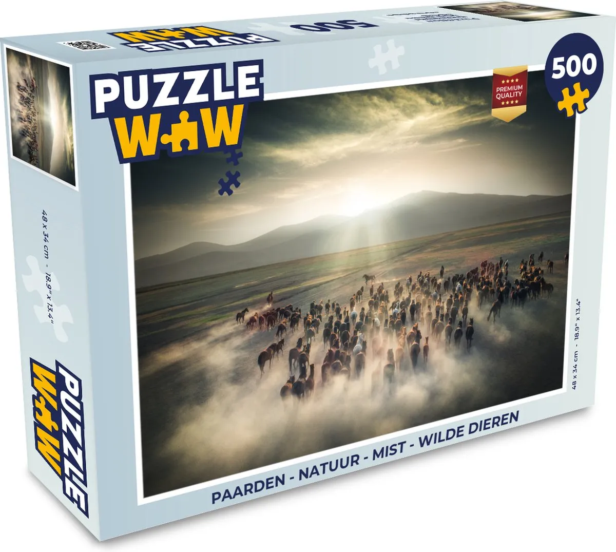 PuzzleWow Paarden Natuur Mist Wilde Dieren Legpuzzel 500 Stuks - Multicolor