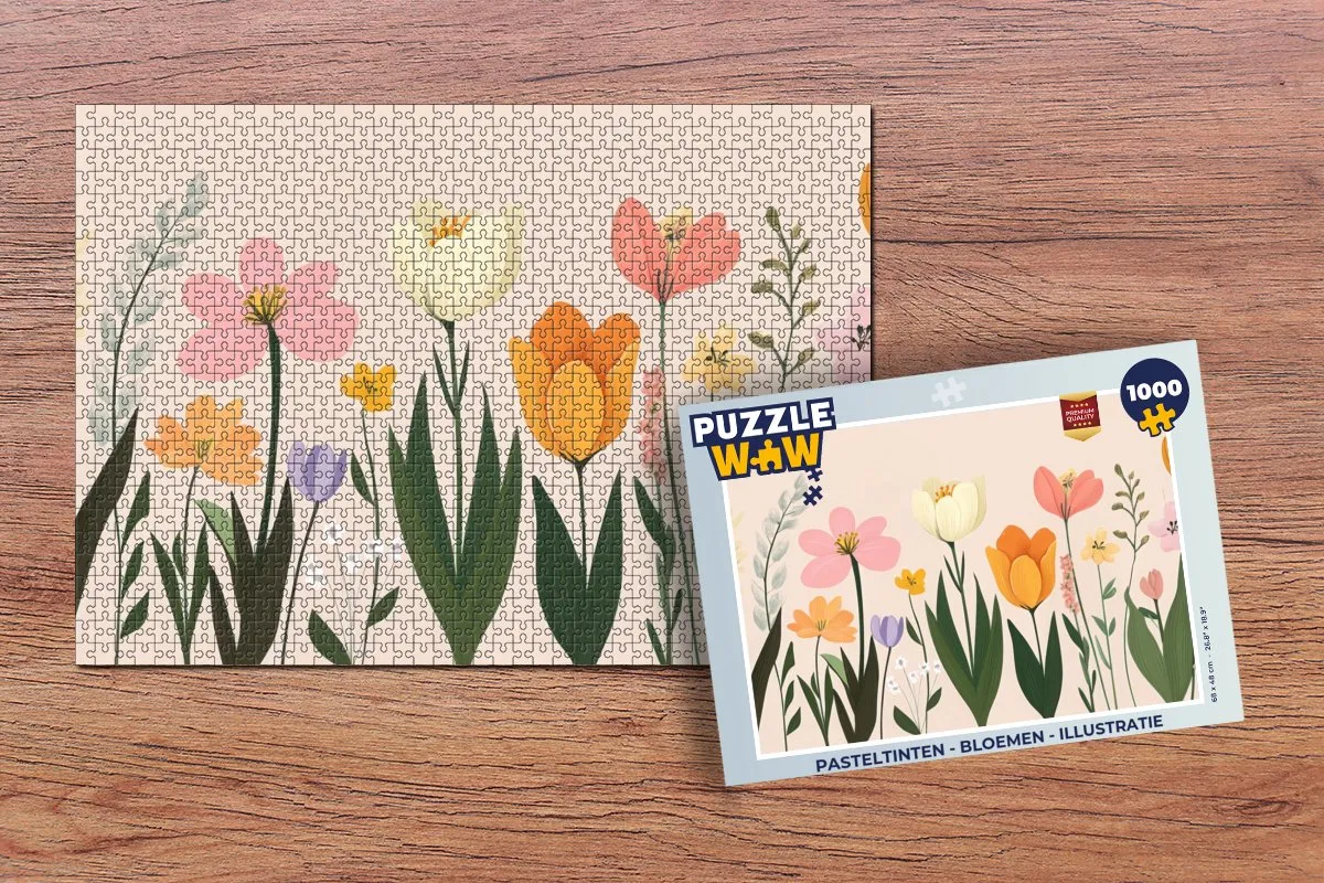 PuzzleWow Bloemen Legpuzzel 1000 Stuks - Pasteltinten