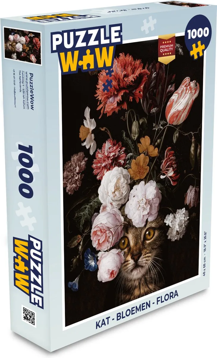 PuzzleWow Katten Bloemen Legpuzzel 1000 Stuks