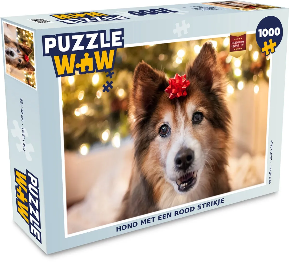 PuzzleWow Hond met een rood strikje Legpuzzel 1000 Stuks