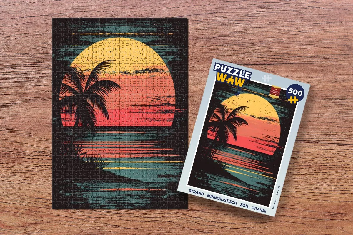 PuzzleWow Strand Minimalistisch Legpuzzel 500 Stuks - Oranje
