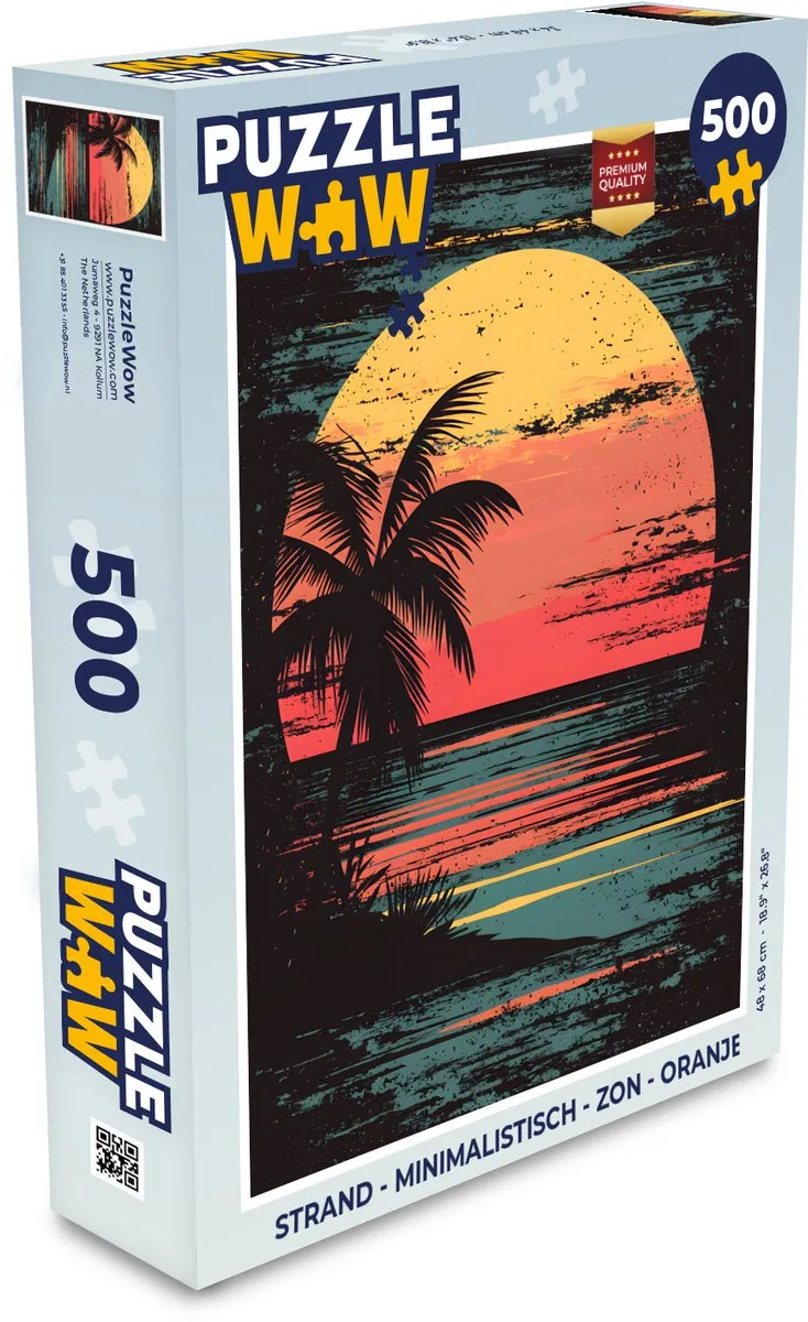 PuzzleWow Strand Minimalistisch Legpuzzel 500 Stuks - Oranje