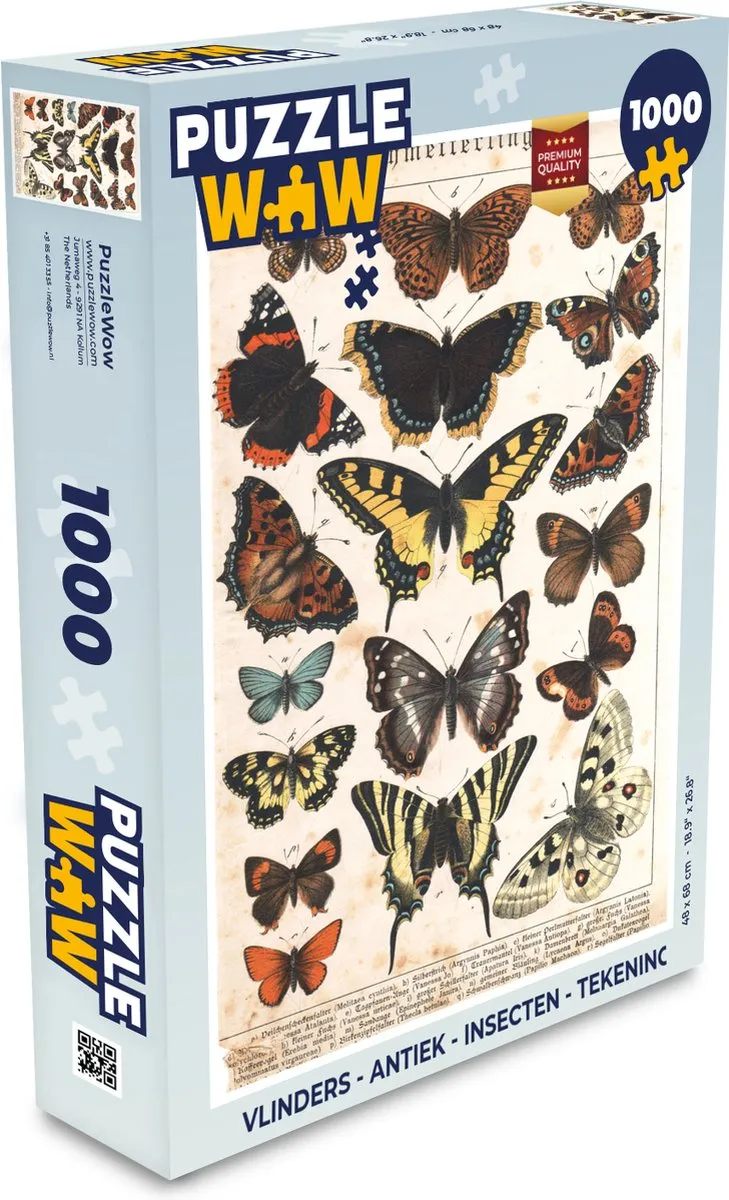 PuzzleWow Vlinders Legpuzzel 1000 Stuks