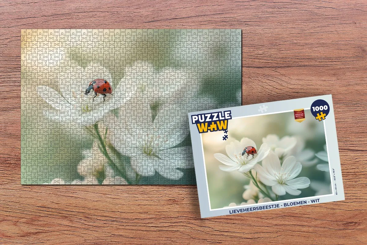 PuzzleWow Lieveheersbeestje Legpuzzel 1000 Stuks - Wit