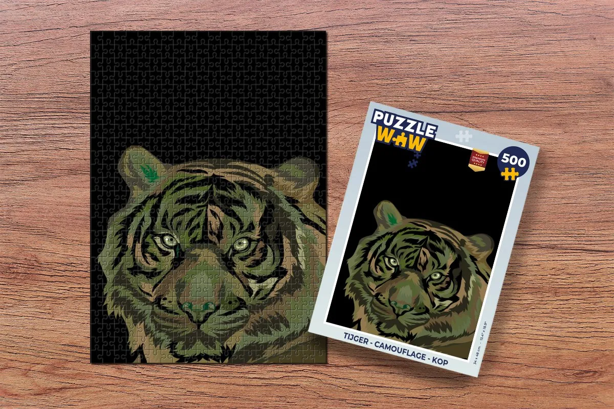 PuzzleWow Tijger Camouflage Legpuzzel 500 Stuks - MPN 7434304854893