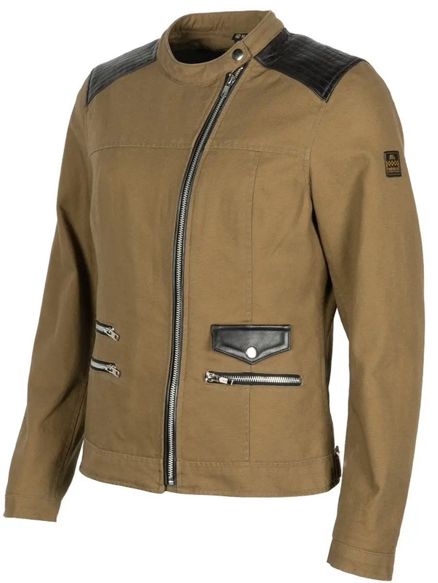 Helstons Cher Canvas Cotton Leren Kraft Jas Bruin