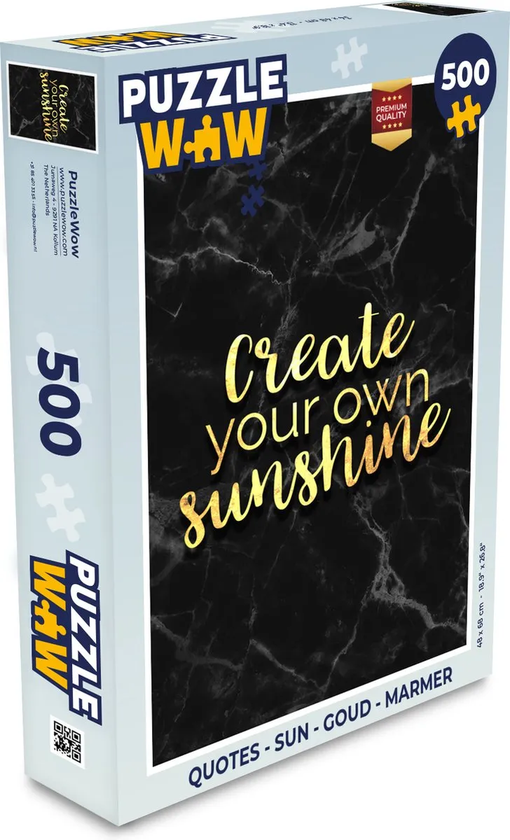 PuzzleWow Quotes Sun Goud Marmerprint Legpuzzel 500 Stukjes
