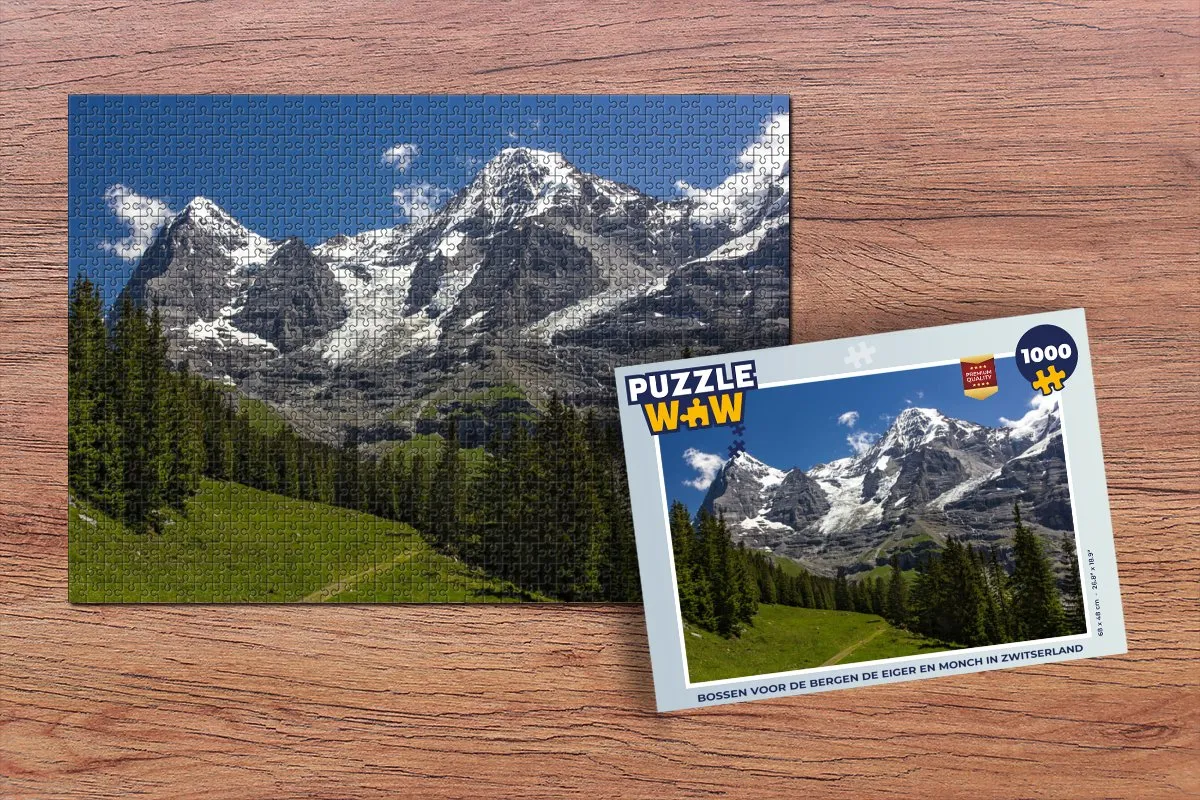 PuzzleWow Legpuzzel Zwitserland Eiger & Mönch 1000 Stuks - Multicolor
