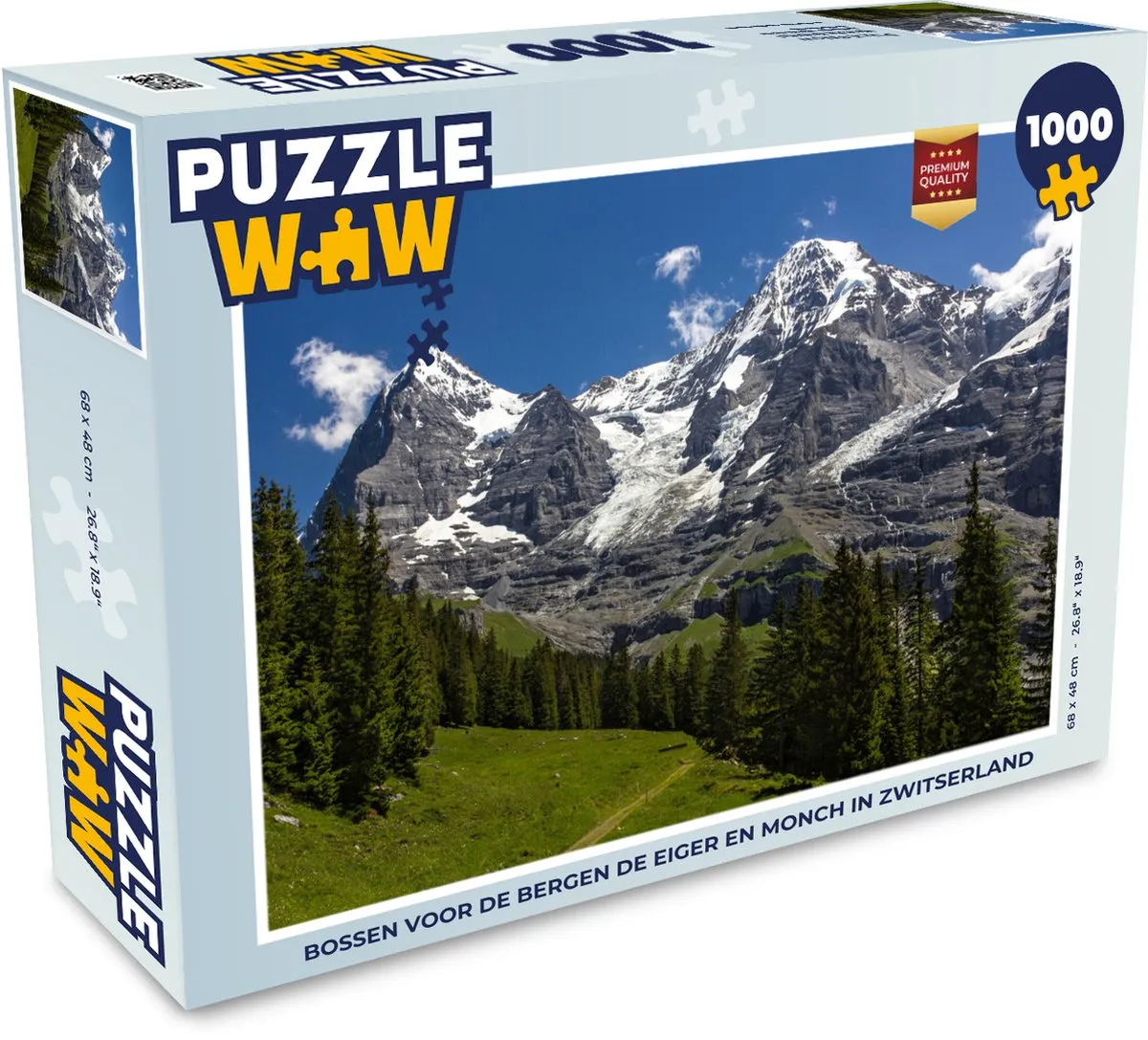 PuzzleWow Legpuzzel Zwitserland Eiger & Mönch 1000 Stuks