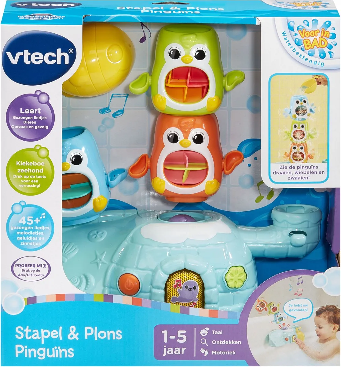 VTech Stapel & Plons Pinguïns - Badspeelgoed - Multicolor