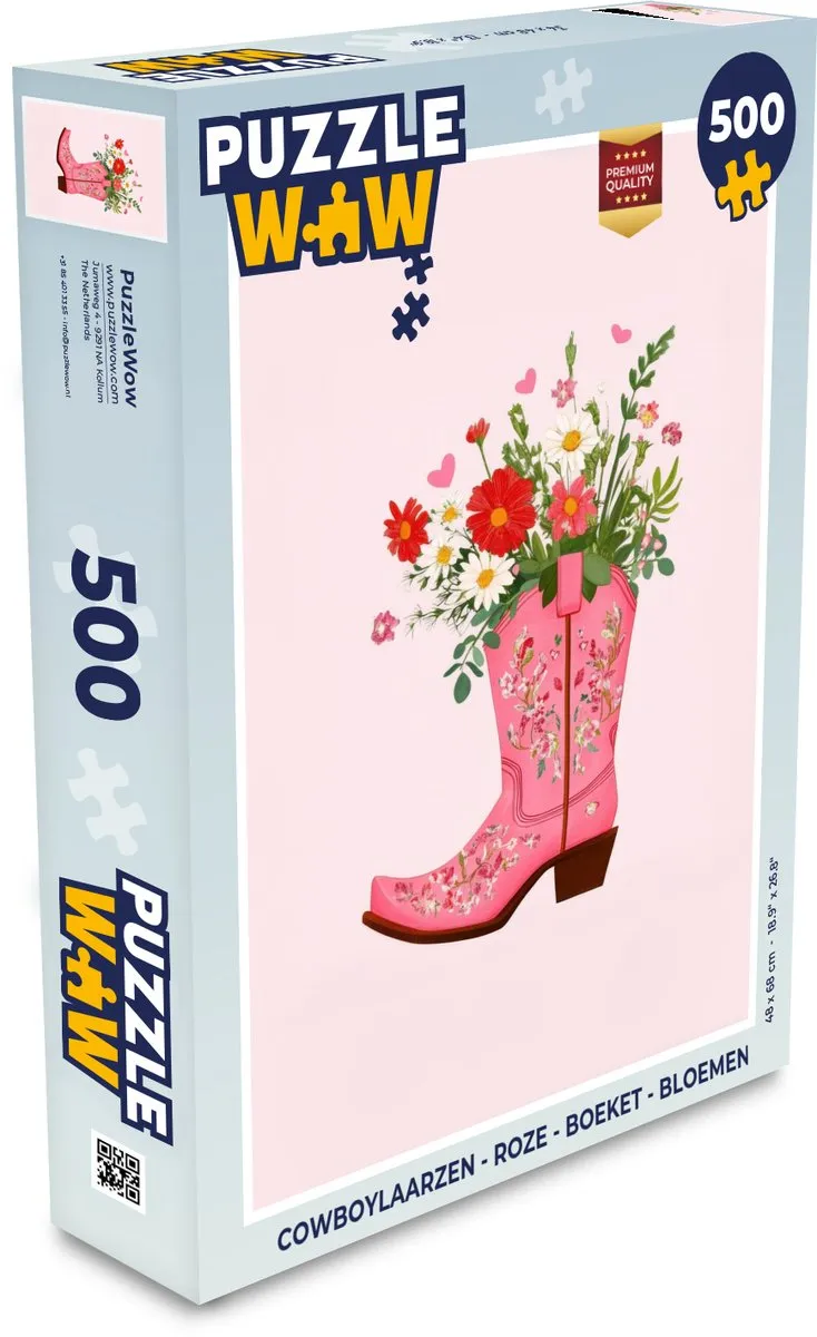 PuzzleWow Cowboylaarzen Bloemen Legpuzzel 500 Stuks