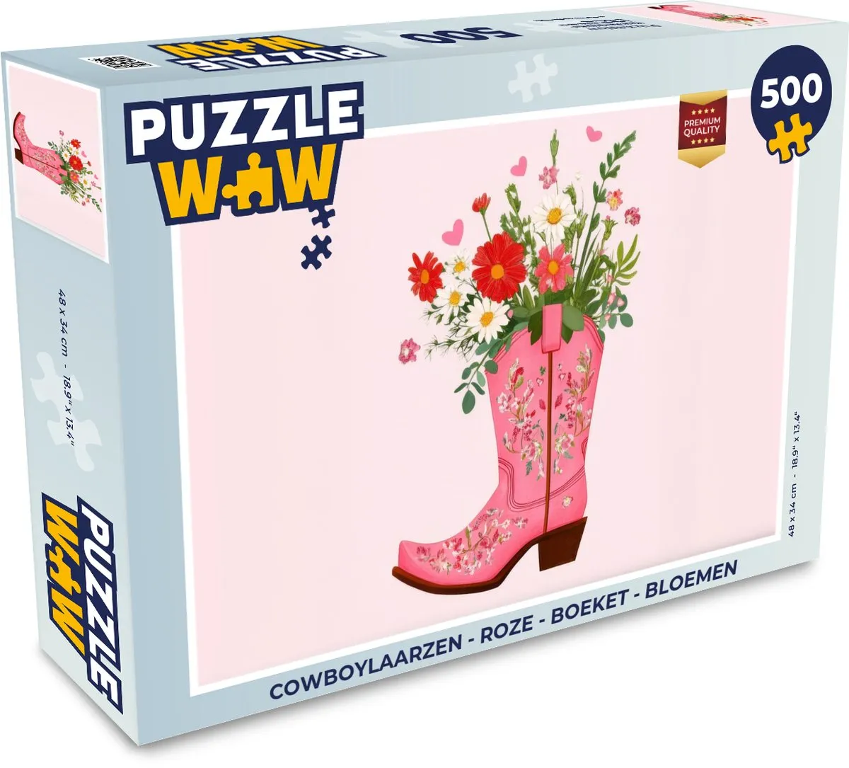 PuzzleWow Cowboylaarzen Bloemen Legpuzzel 500 Stuks