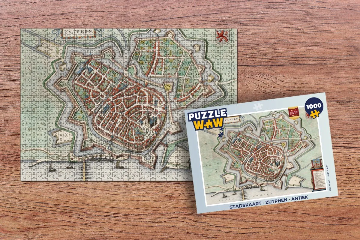 PuzzleWow Stadskaart Zutphen Antiek Legpuzzel 1000 Stuks - Multicolor