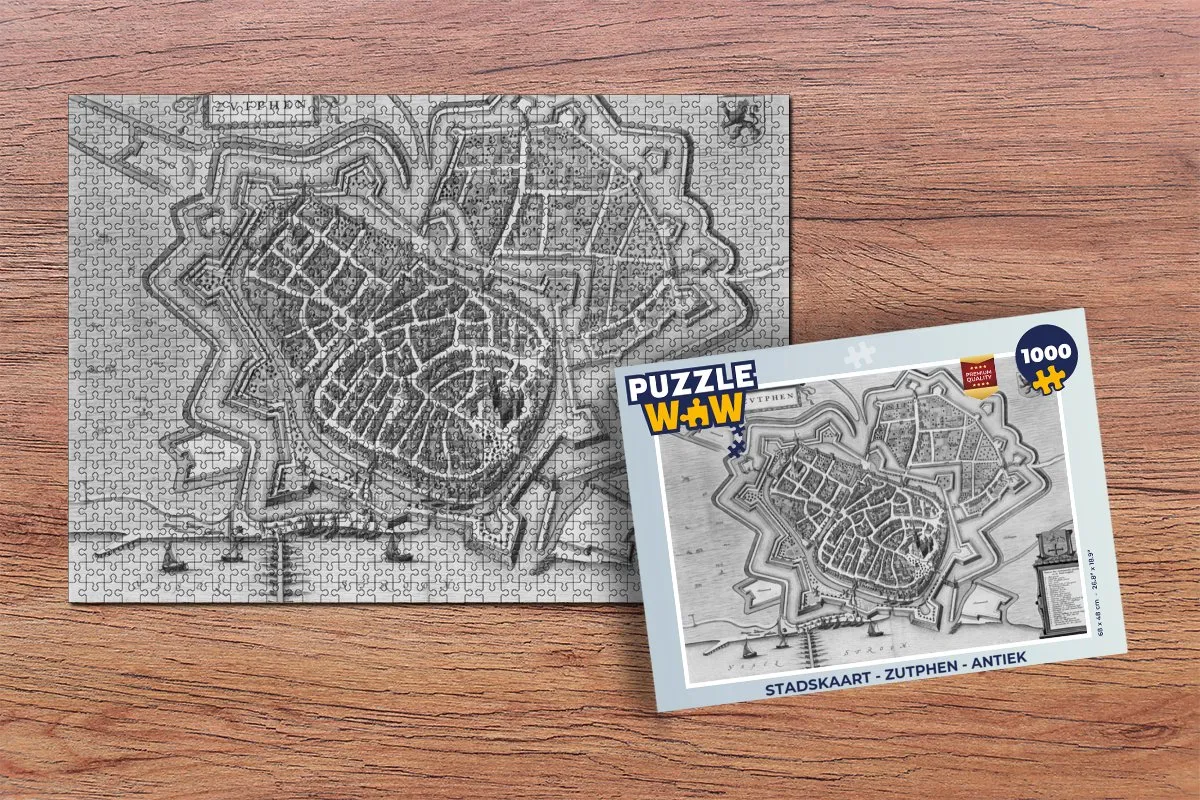 PuzzleWow Stadskaart Zutphen Antiek Legpuzzel 1000 Stuks - Multicolor