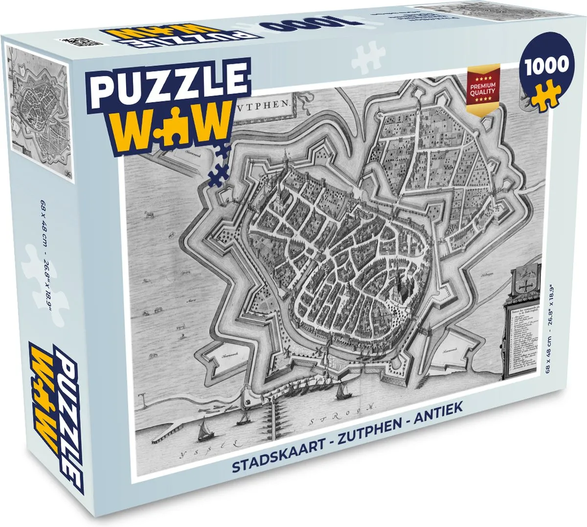 PuzzleWow Stadskaart Zutphen Antiek Legpuzzel 1000 Stuks