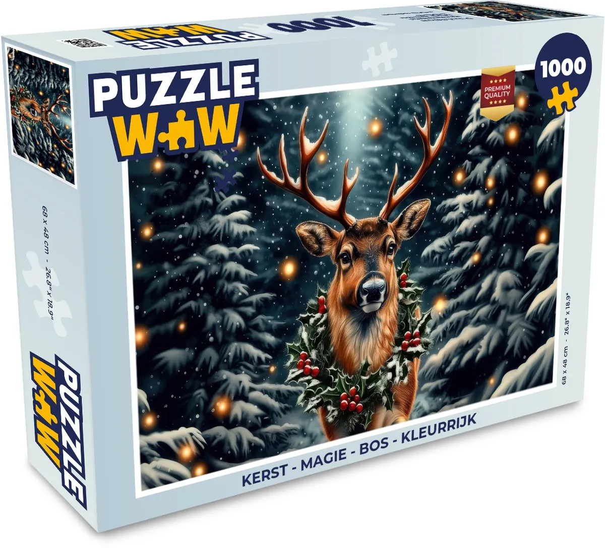 PuzzleWow Kerst Puzzle 500 Stuks - Bos Kleurrijk
