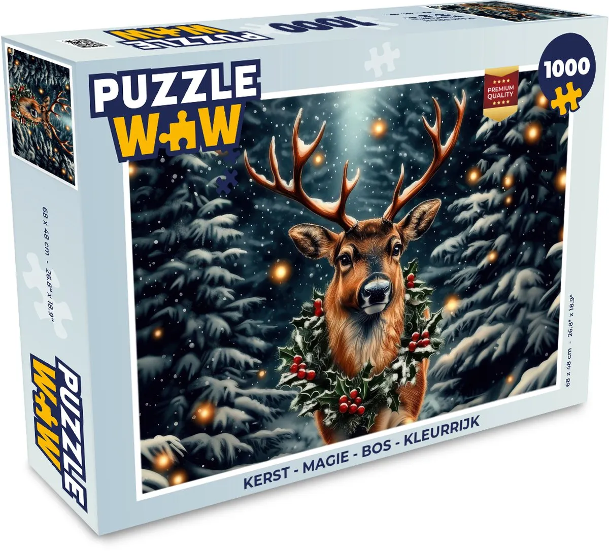 PuzzleWow Kerst Puzzle 500 Stuks - Bos Kleurrijk