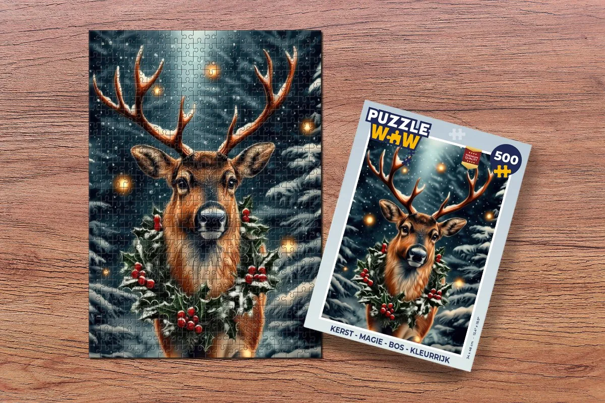 PuzzleWow Kerst Puzzle 500 Stuks - Bos Kleurrijk