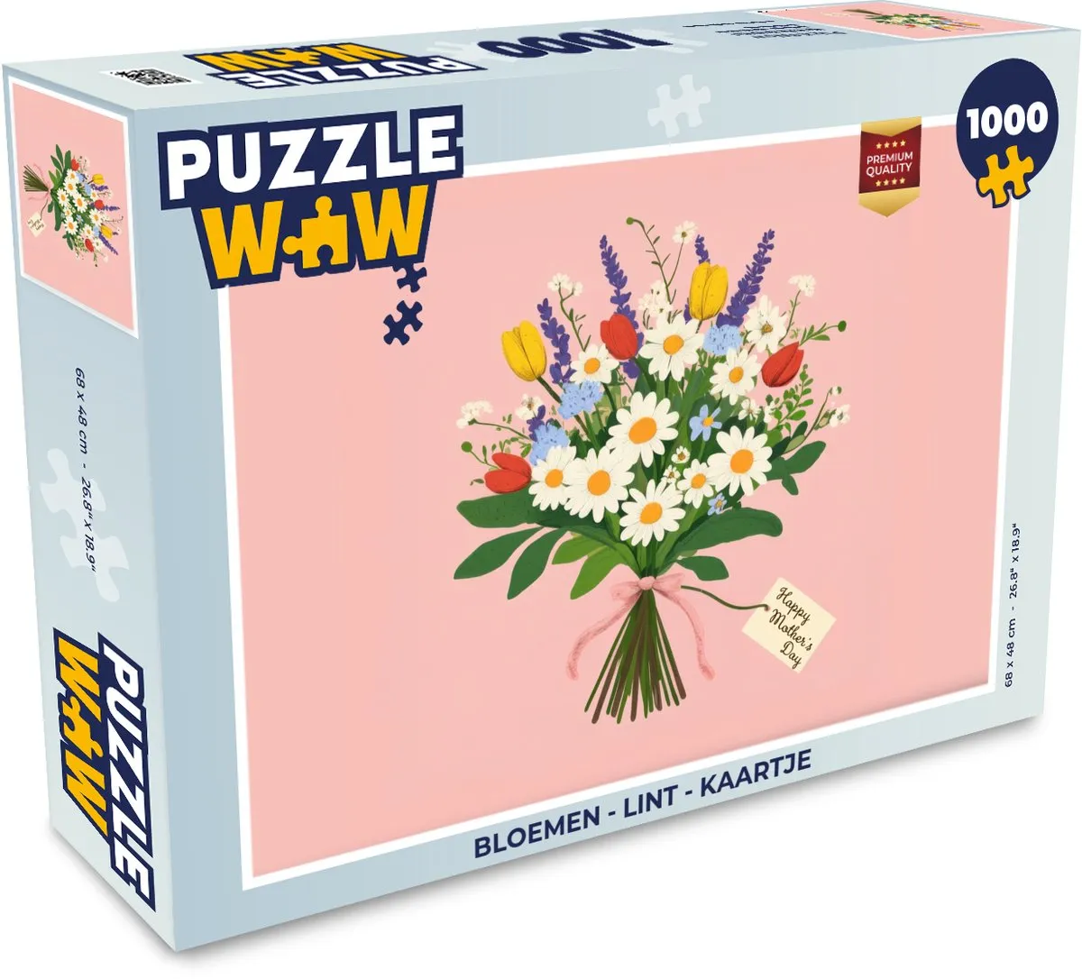 PuzzleWow Bloemen Lint Kaartje Legpuzzel 1000 Stuks