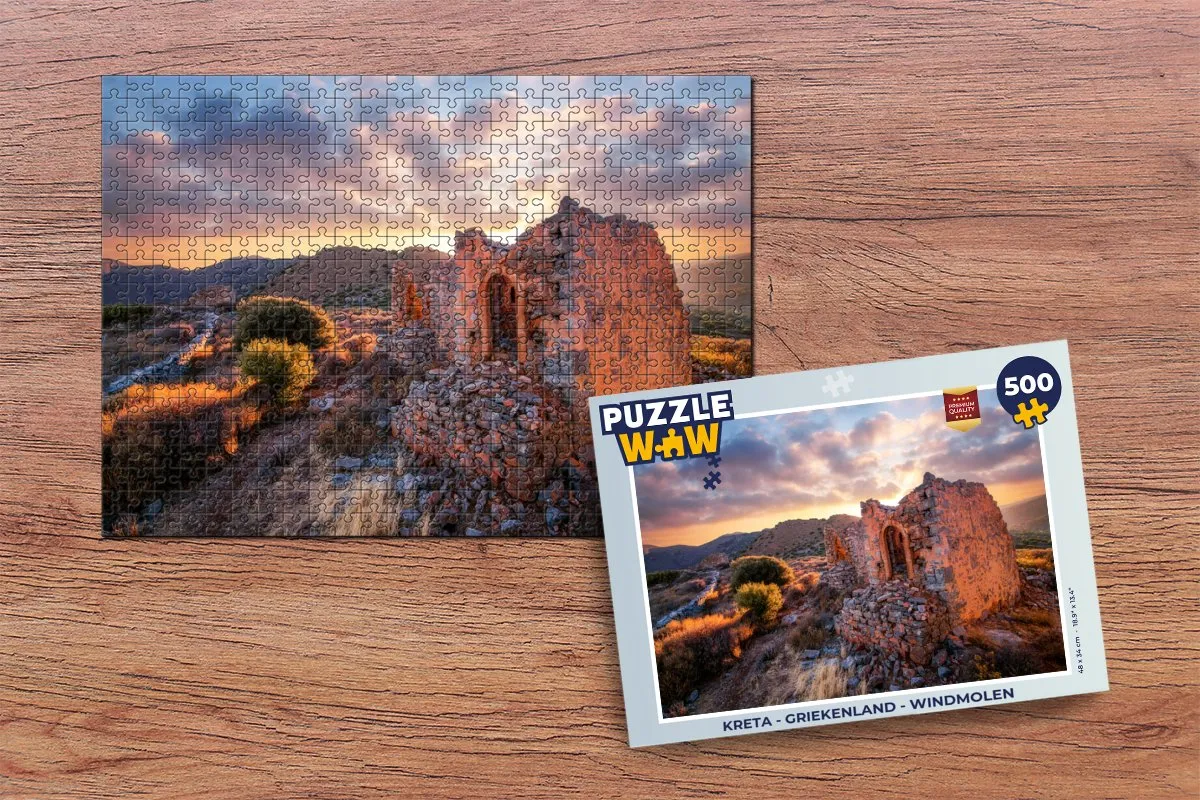 PuzzleWow Kreta Windmolen Legpuzzel 500 Stuks - Multicolor