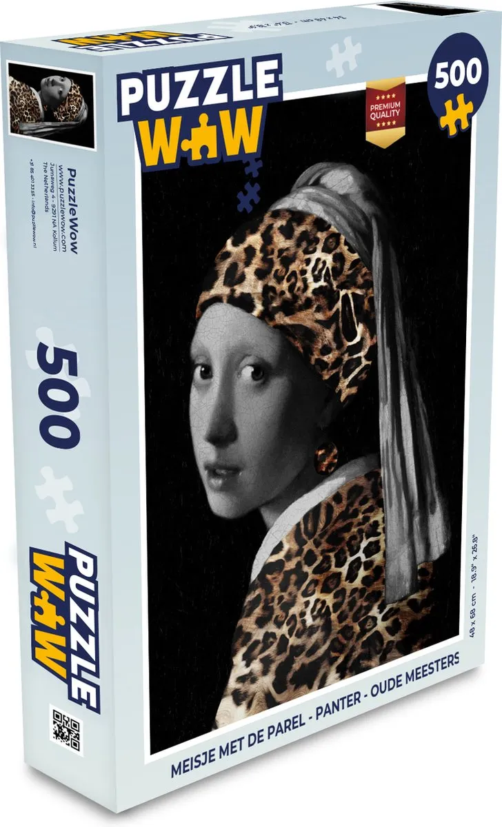 PuzzleWow Meisje met de parel Panter Legpuzzel 500 Stuks