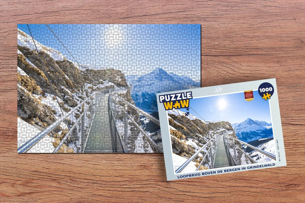 PuzzleWow Legpuzzel Loopbrug boven de bergen Grindelwald 1000 Stuks - Multicolor