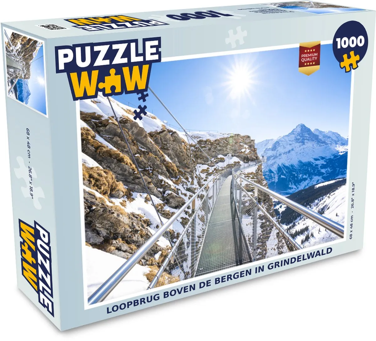 PuzzleWow Legpuzzel Loopbrug boven de bergen Grindelwald 1000 Stuks