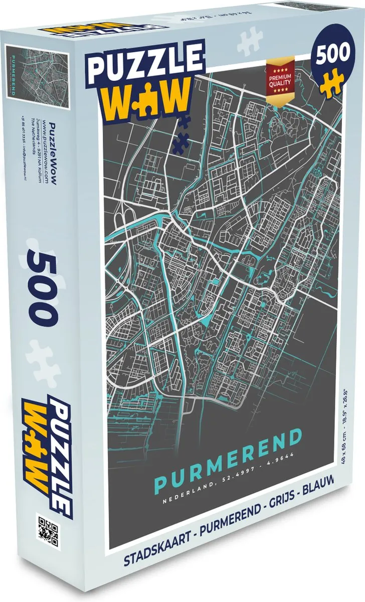 PuzzleWow Stadskaart Purmerend Legpuzzel 500 Stuks