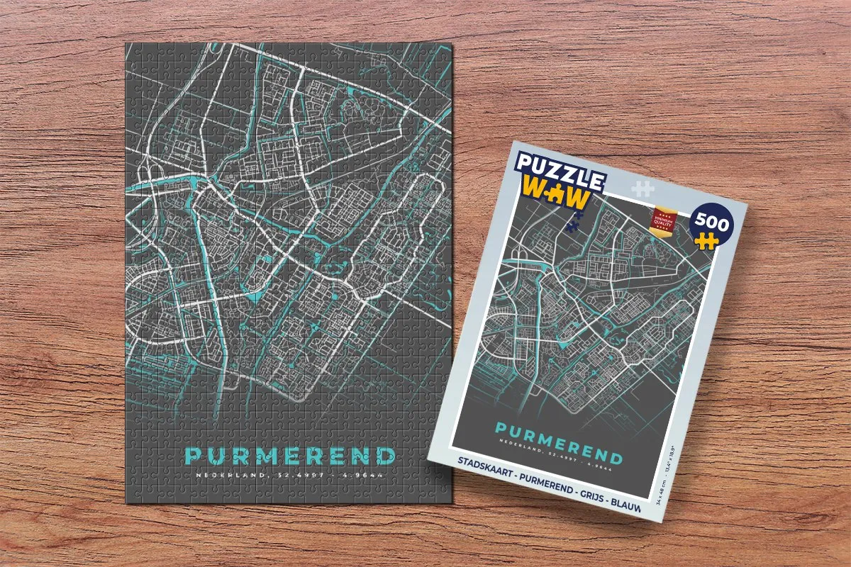 PuzzleWow Stadskaart Purmerend Legpuzzel 500 Stuks - Multicolor