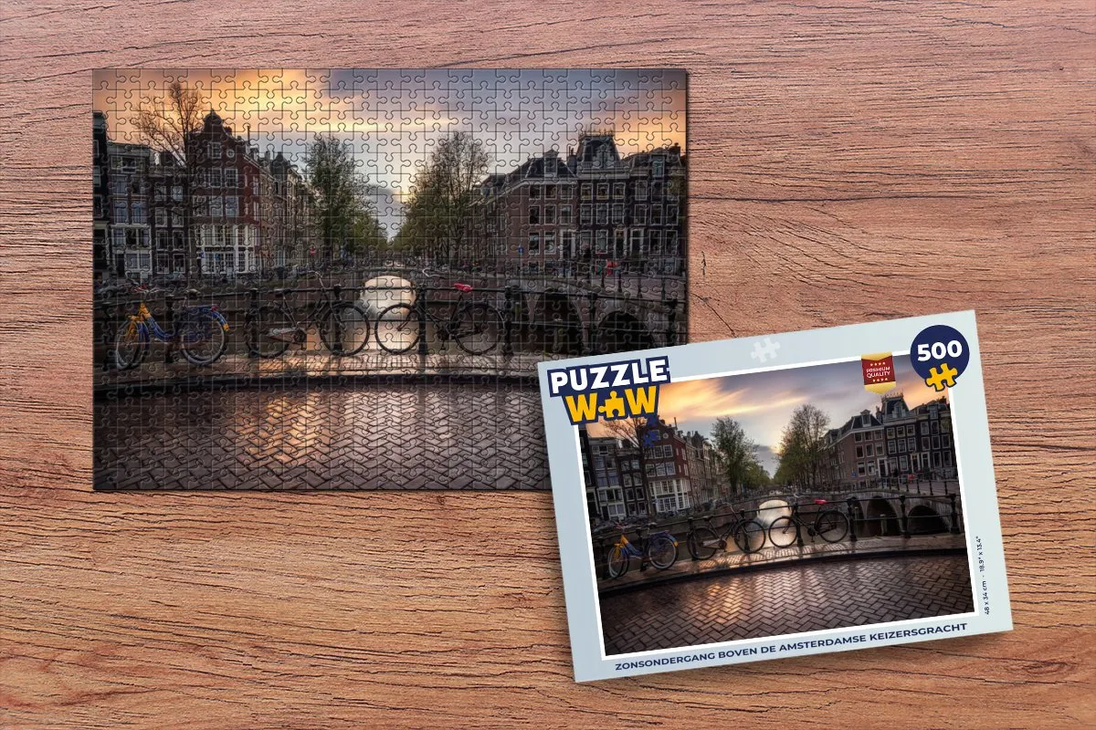 PuzzleWow Legpuzzel Zonsondergang Keizersgracht 500 Stuks - Multicolor