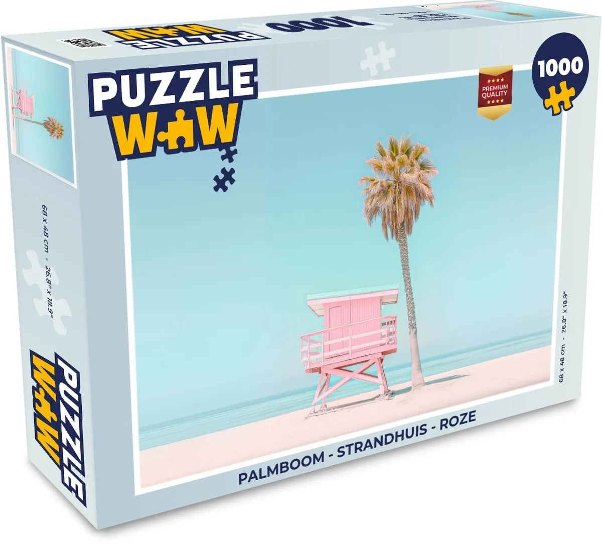 PuzzleWow Palmboom Strandhuis Legpuzzel 1000 Stuks - Roze