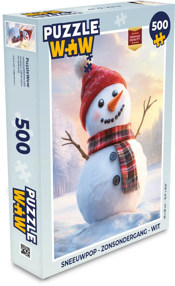PuzzleWow Sneeuwpop Zonsondergang Puzzel