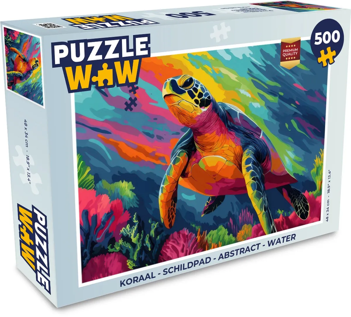 PuzzleWow Koraal Schildpad Abstract Water Legpuzzel 500 Stuks - Schildpadkleur