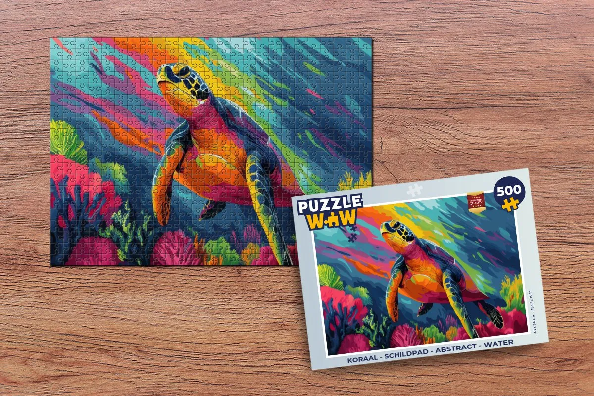 PuzzleWow Koraal Schildpad Abstract Water Legpuzzel 500 Stuks - Schildpadkleur