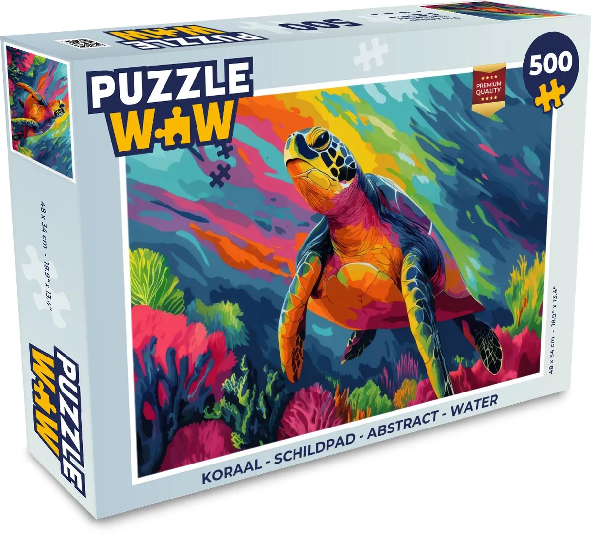 PuzzleWow Koraal Schildpad Abstract Water Legpuzzel 500 Stuks