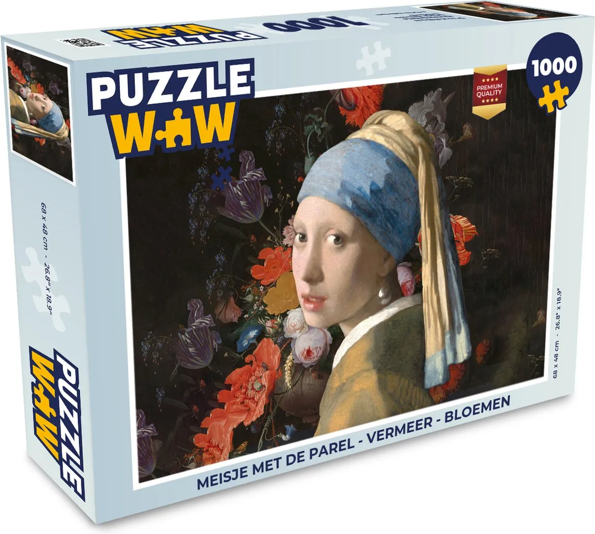 PuzzleWow Vermeer Meisje met de parel Legpuzzel 1000 Stuks - Multicolor