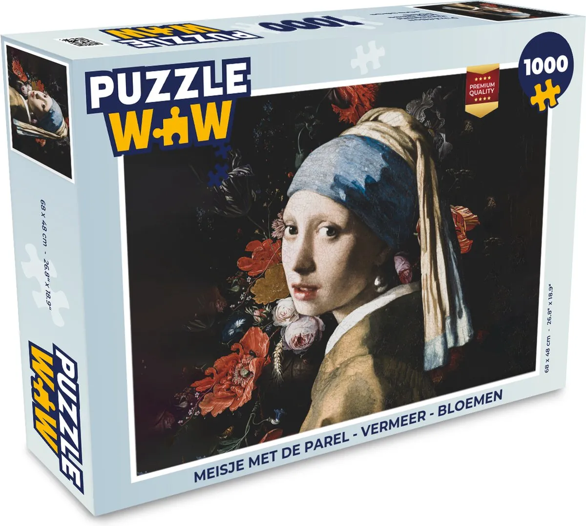 PuzzleWow Vermeer Meisje met de parel Legpuzzel 1000 Stuks - Multicolor