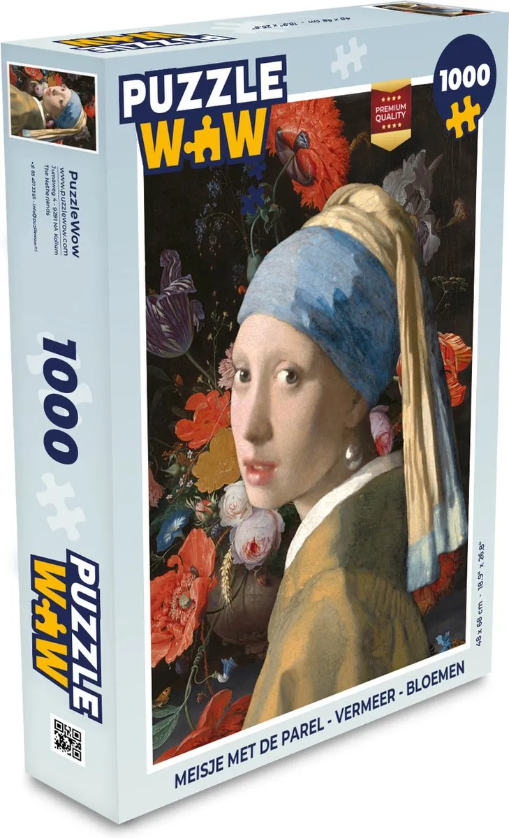 PuzzleWow Vermeer Meisje met de parel Legpuzzel 1000 Stuks - Multicolor