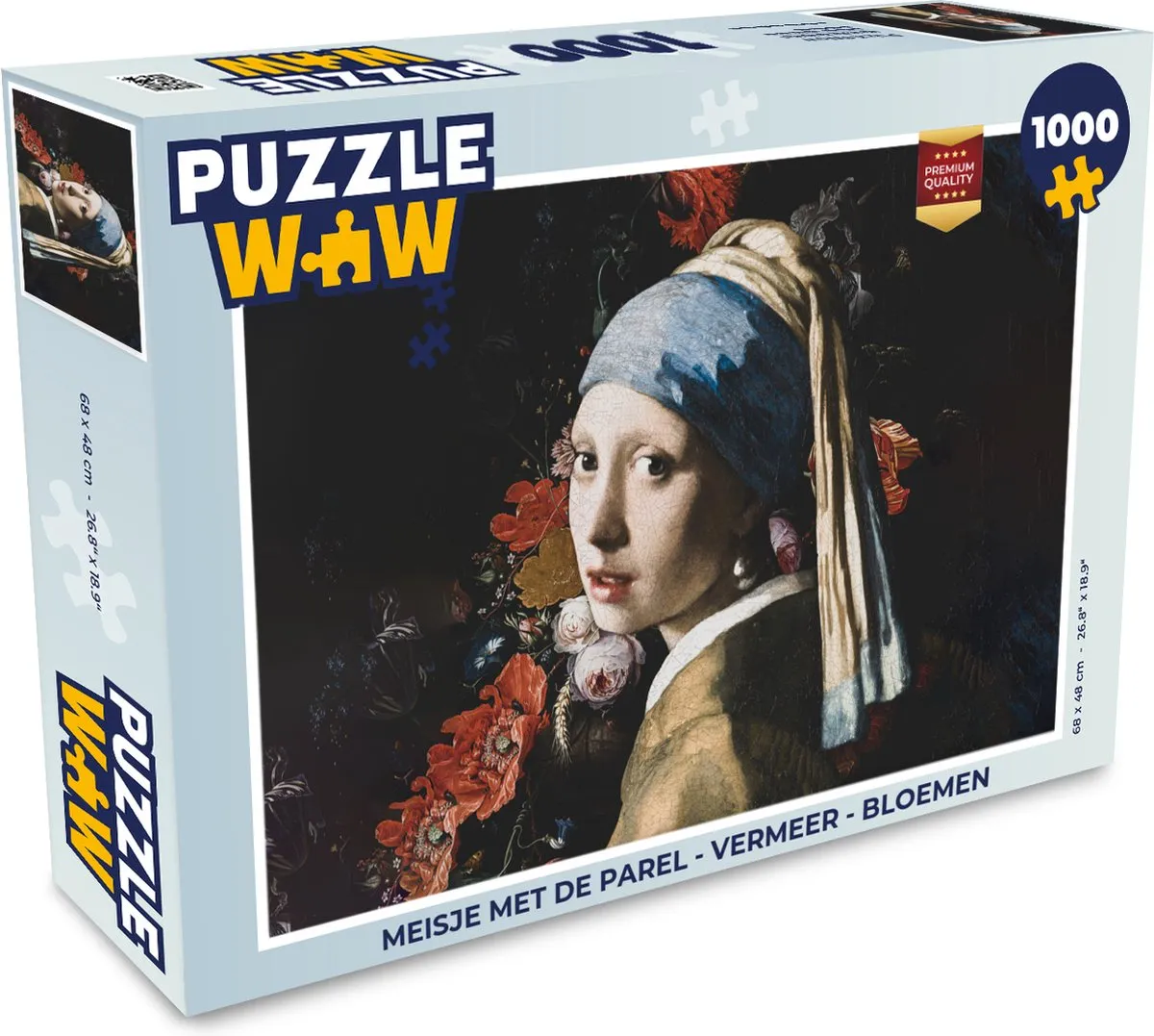 PuzzleWow Vermeer Meisje met de parel Legpuzzel 1000 Stuks - Multicolor